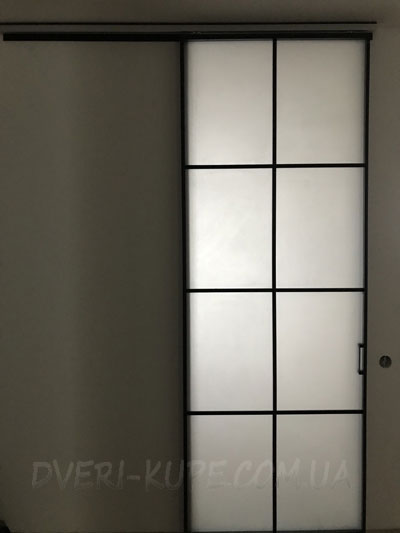 Раздвижная стеклянная дверь в алюмопрофиле